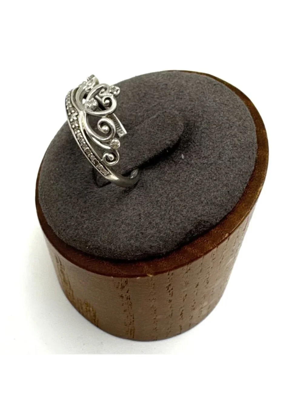Sterling Silver 925 Scroll Design Crown Band 1.75mm Width Ring Size 6.5